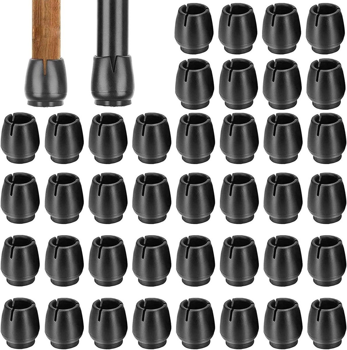 Rubberen Stoeldopjes - Meubelbeschermers - Vloeren Beschermen - Zonder Lijm - 40 Stuks - Zwart