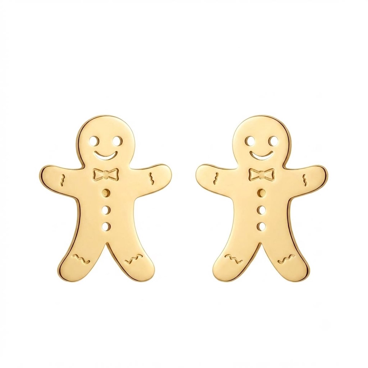 Goudkleurige Oorstekers - Peperkoekmannetje – Gingerbread - Kinderoorbellen - Meisje - Chirurgisch Staal