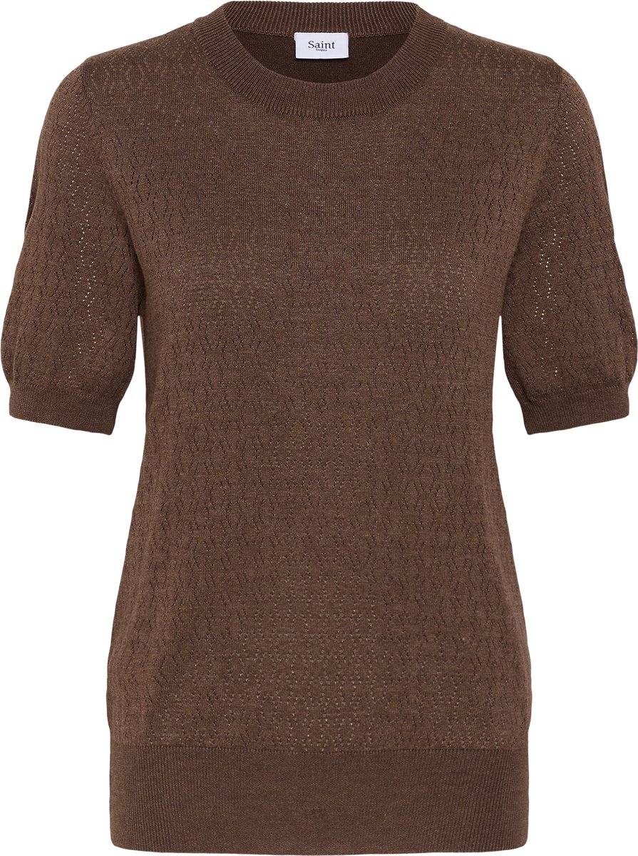 Saint Tropez MilaSZ Pointelle SS Pullover Dames Trui - Fondue Fudge Melange