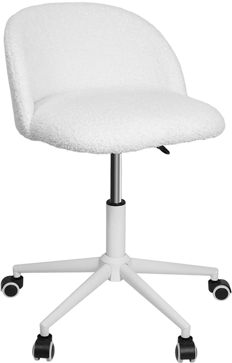 PIPIPOXER bureaustoel zonder armleuningen - Homeoffice stoel -draaistoel met rugsteun - Ergonomisch- Scandinavische eetkamerstoelen -Eetkamer, studeerkamer, woonkamer - Wit