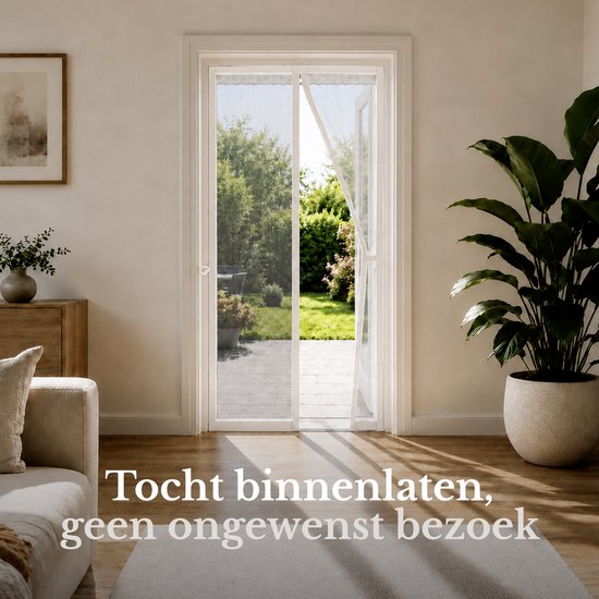 O'DADDY® Deurgordijn Deluxe FIBER - Magnetisch Vliegengordijn - Voor Nieuwbouw en Standaard Deuren - Eenvoudige Installatie - Deurhor Wit - 100x230 cm van Merkloos — afbeelding 5