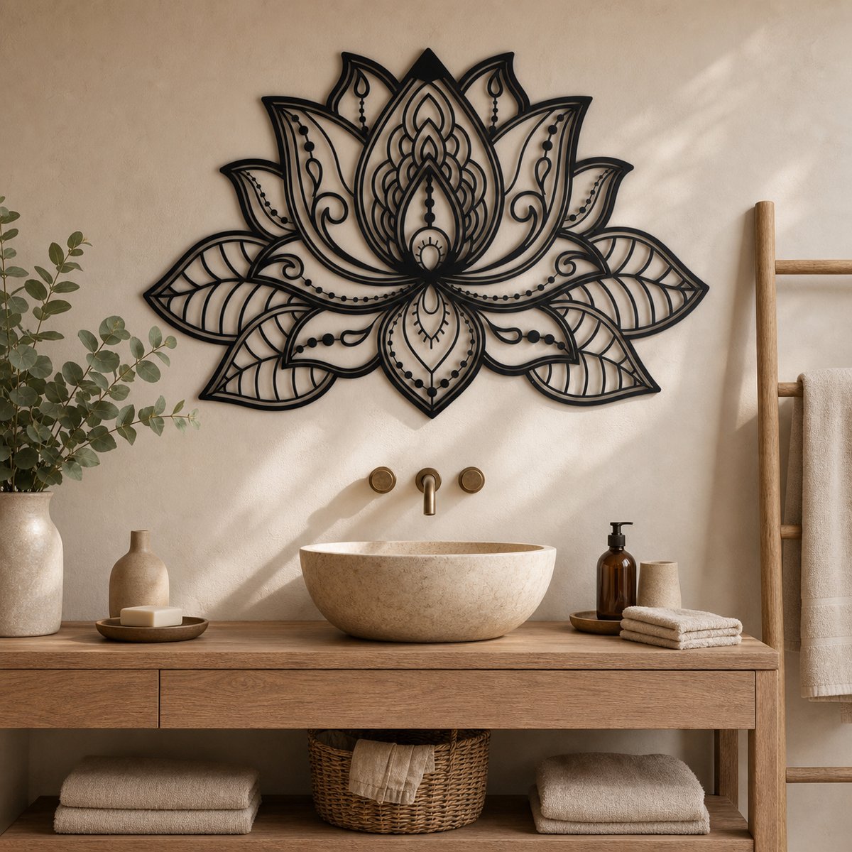 Lotusbloem muurdecoratie - Lotus - Wanddecoratie - Muurdecoratie woonkamer - Schilderij - Lotusbloem - Muurdecoratie slaapkamer - Yoga decoratie - Industrieel - Wanddecoratie hout natuurlijk - Wanddecoratie buiten - Wanddecoratie tuin - Slaapkamer