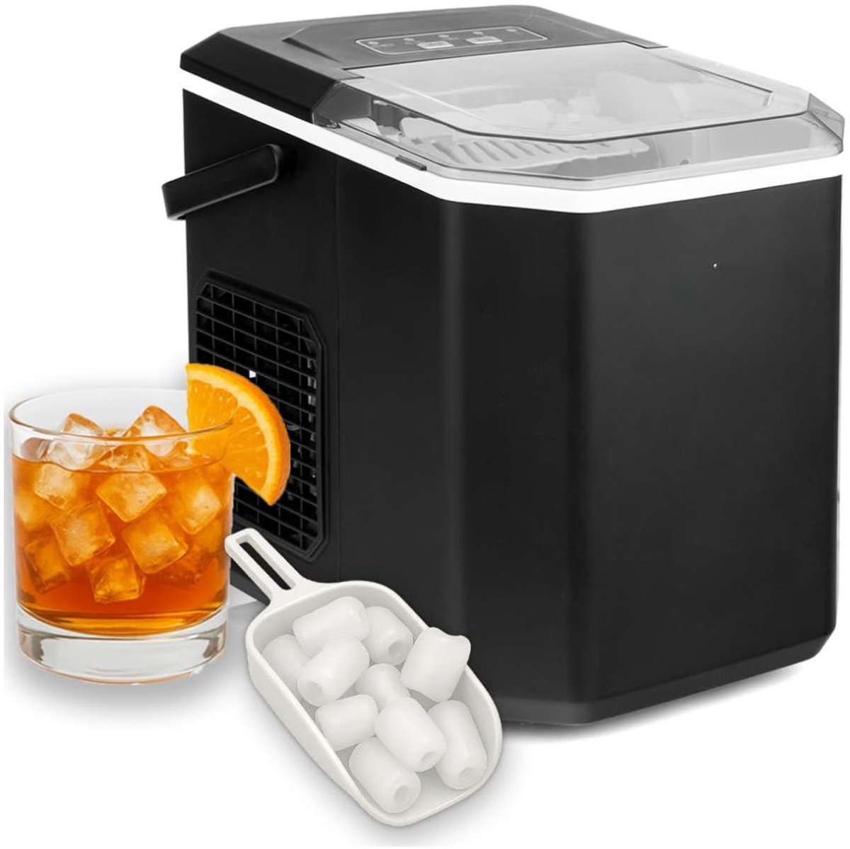 LNMsolutions® Ijsblokjesmachine - Ijsblokjesmakers - Ijsblokjesmachine met Schep - Zwart - 30cm x 24cm x 30cm