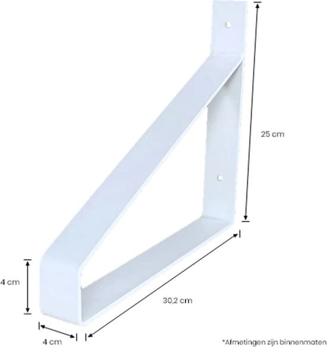 Eiken Wandplank - 120x30 cm - Industriele Plankdragers - Staal - Mat Wit