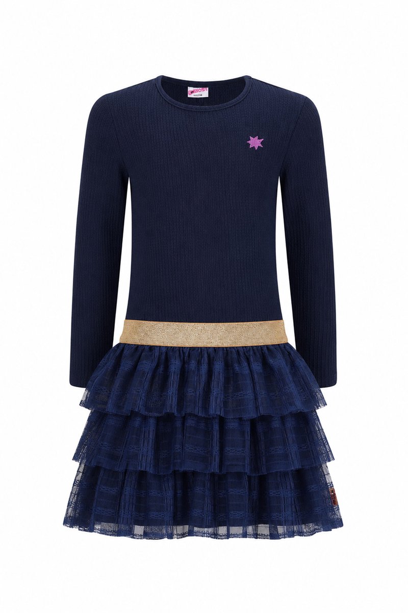 B.Nosy Y607-5818 Jurk meisjes blauw - Maat 116