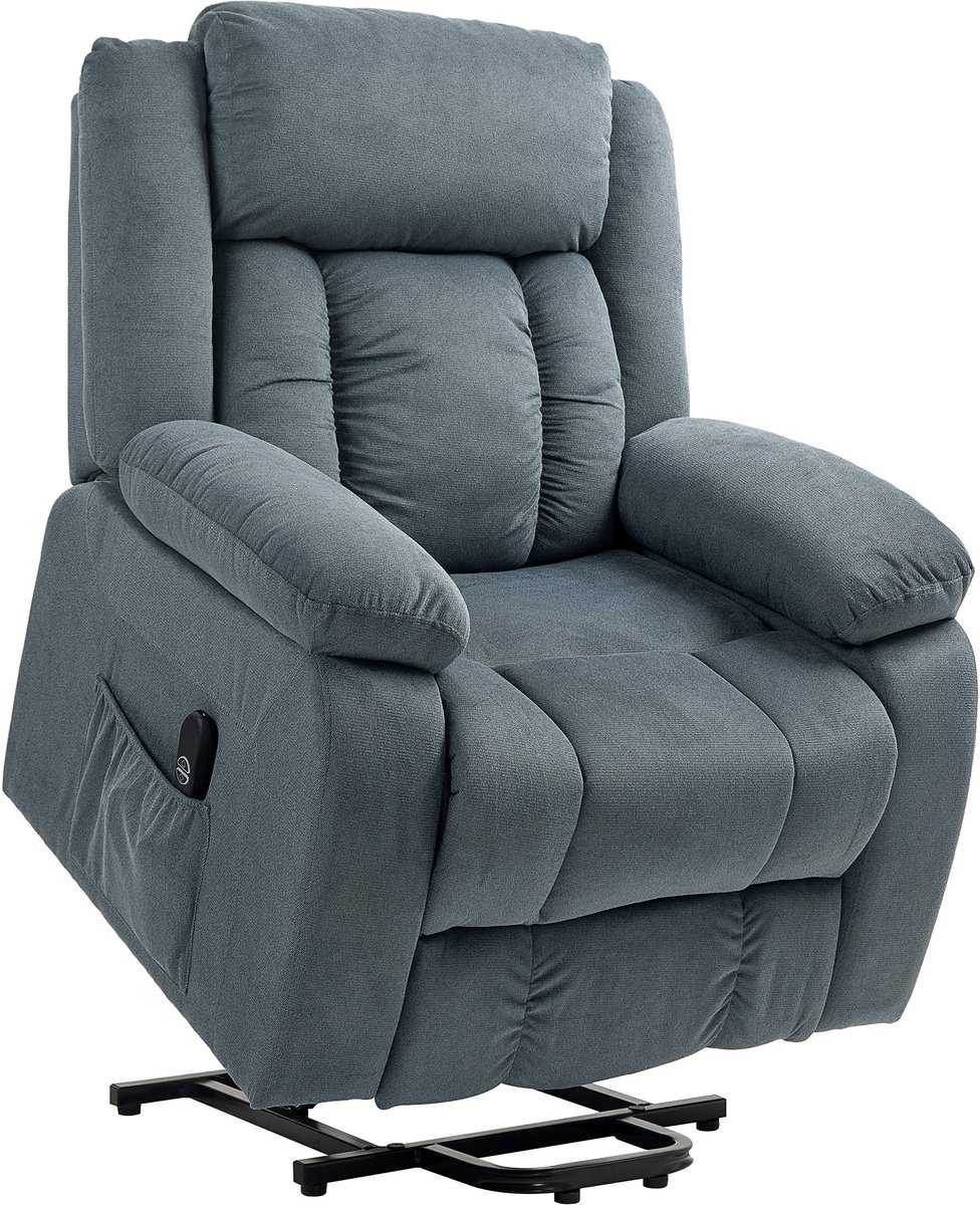 Sta op stoel elektrisch - Relaxfauteuil - Zetel - Stof - 1 persoons - Met armleuning - Zeer comfortabel - Elektrisch - Grijs