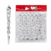 Glaçons pour Sapin de Noël 12 Pièces - Suspensions de Glaçons Transparentes en Acrylique 13 cm - Suspensions de Sapin de Noël avec Corde - Décoration de Sapin de Noël Aspect Verre