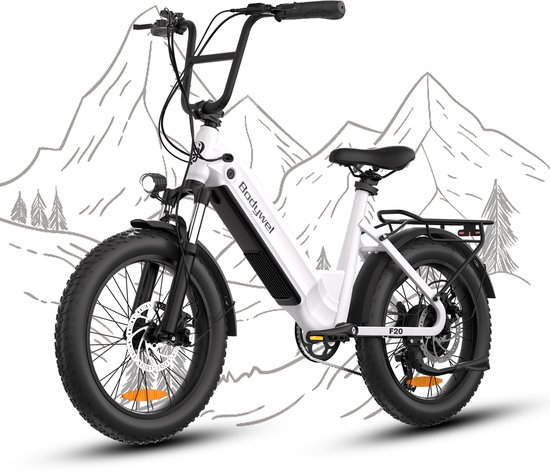 20x3.0 Inch Elektrische Fiets–48V 15Ah–Actieradius tot 110 km–Shimano 7 Versnellingen–Elektrische Stadsfiets–Wit — afbeelding 2