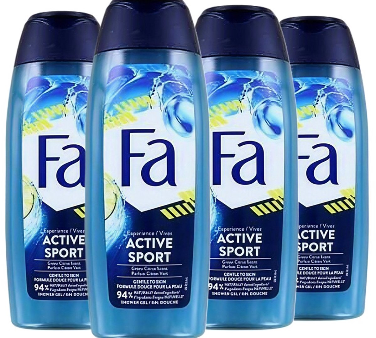 4 x Fa Men - Douchegel - Active Sport - Verfrissend - Green Citrus - 250 ml - Deodorant Spray - 48 Uur Bescherming - Sport Deodorant - Verfrissend - Zweet En Geuren