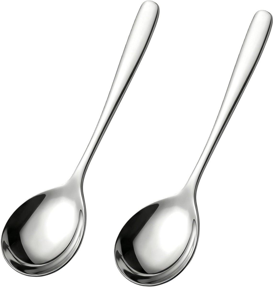 SnelShoppen - Set van 2 Soeplepels Roestvrij Staal - Sauslepels voor Bouillon, Sauzen en Serveren - Vaatwasmachinebestendig - Robuuste Zilverkleurige