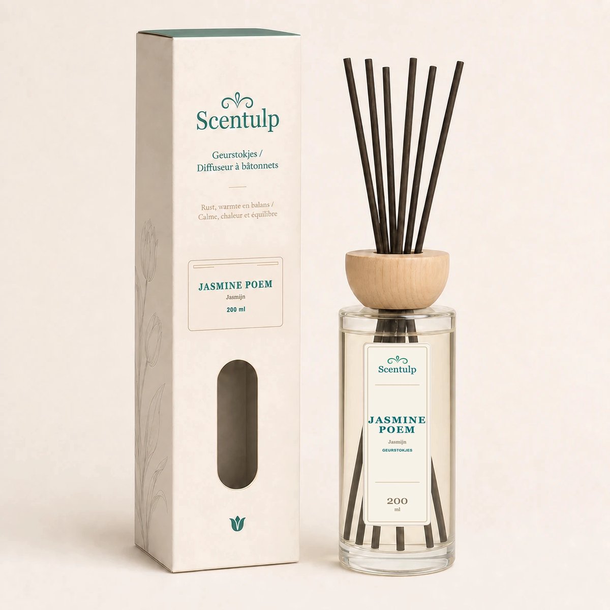 Scentulp Jasmine Poem - Geurstokjes - Jasmijn - 200 ml
