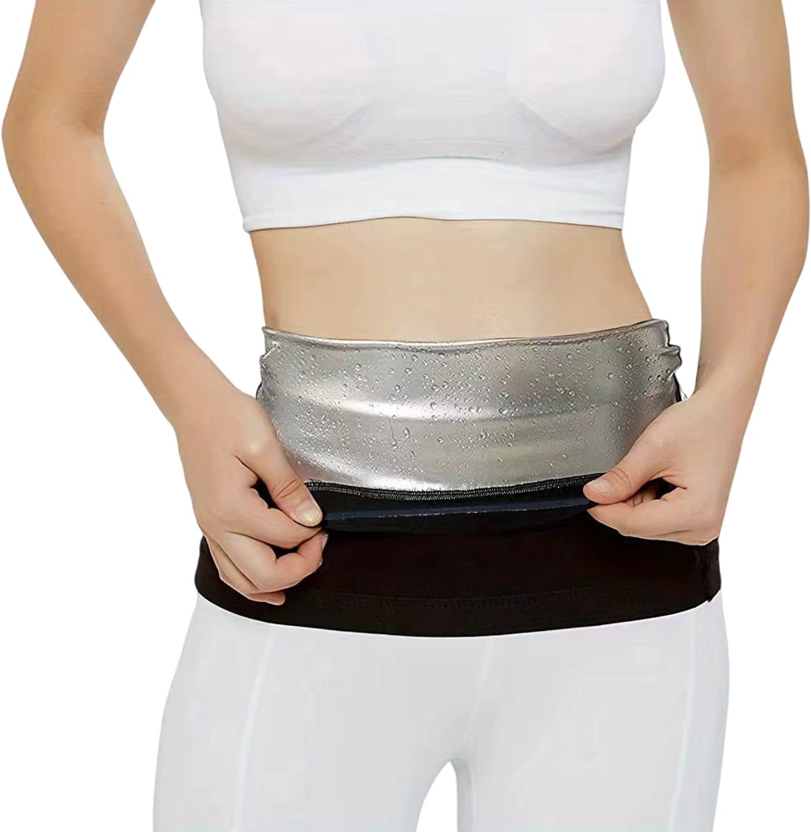 Sauna Zweetband Dames – Taille Trimmer Buikband voor Fitness, Workout, Afvallen en Taillecorrectie - Zilver - Maat S