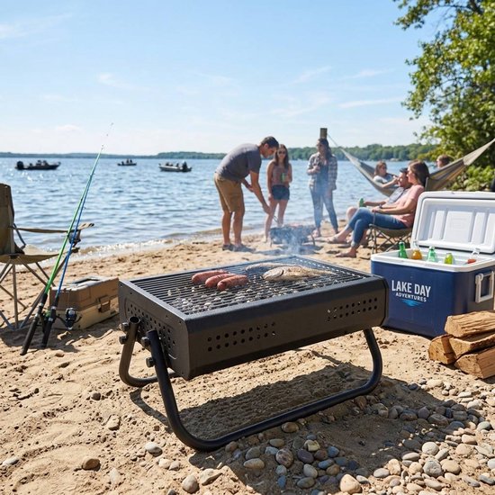 Draagbare Houtskool Barbecue Grill - Opvouwbare BBQ voor Camping, Picknick en Tuin - Compacte Buitenbarbecue voor 3-5 Personen — afbeelding 3
