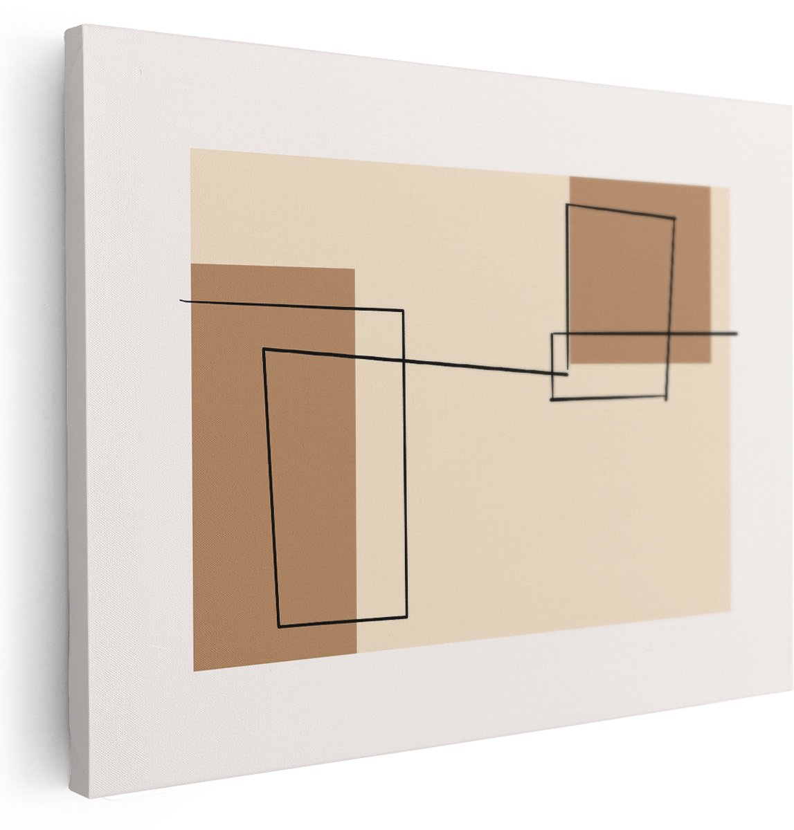 Artaza Canvas Schilderij Abstracte Compositie - 160x120 cm - Groot - Wanddecoratie Modern - Muurdecoratie Japandi - Kamer Accessoires Beige