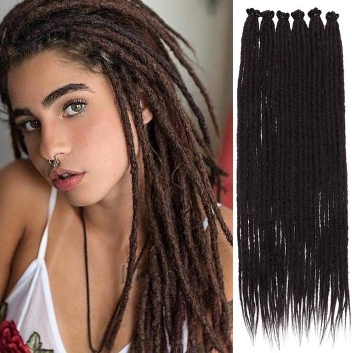 Synthetische Dreadlock Extensies 45 cm Zacht en Dunne Haarextensie 40 Strengen