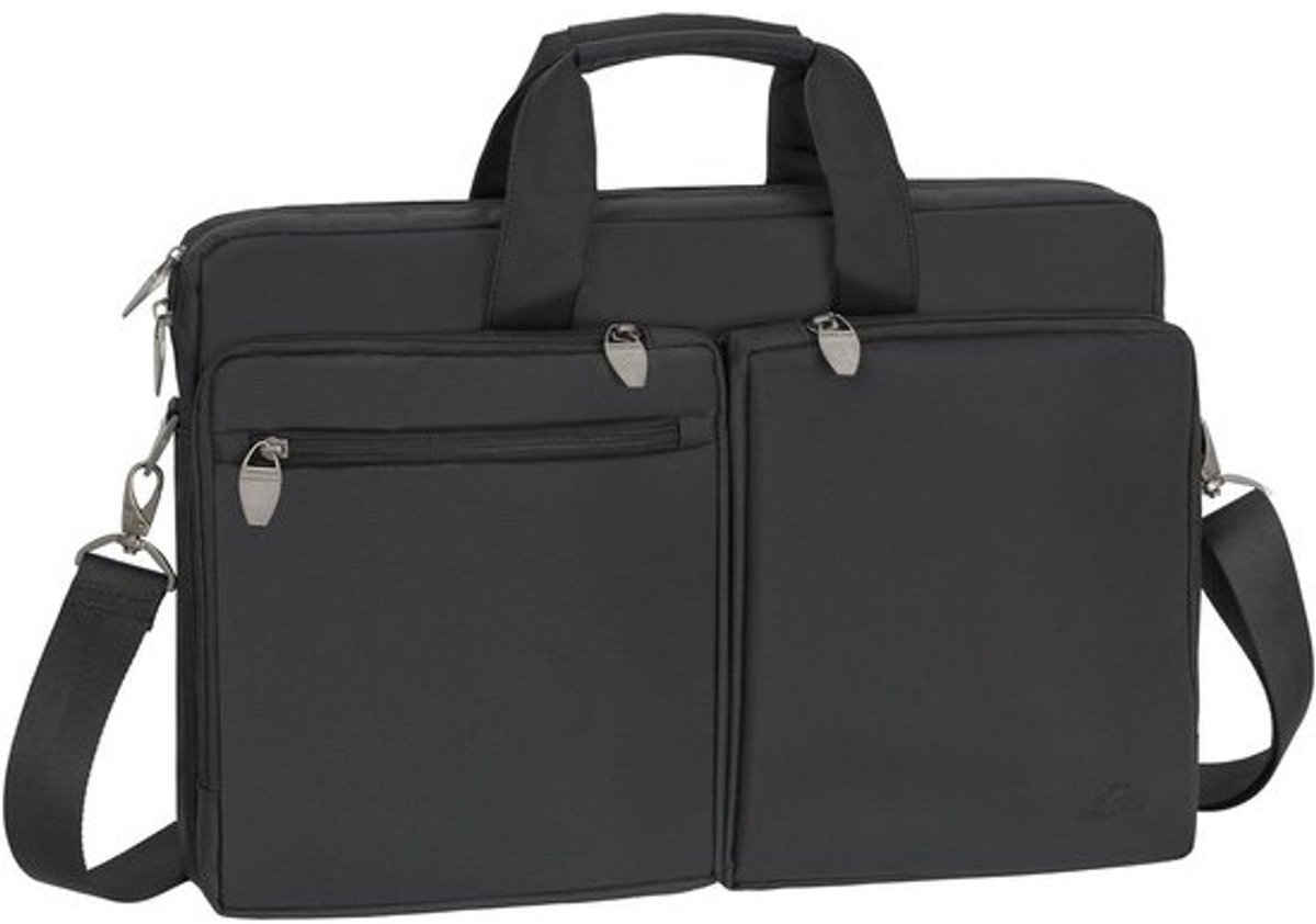 Notebook tas 90D nylon met anti-shock padding voor laptops tot 16 inch en tablets tot 10.1 inch met draagriem - Zwart