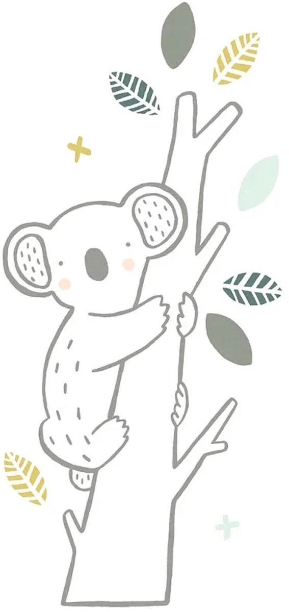 Lilipinso muursticker XL Little Koala op tak grijs groen