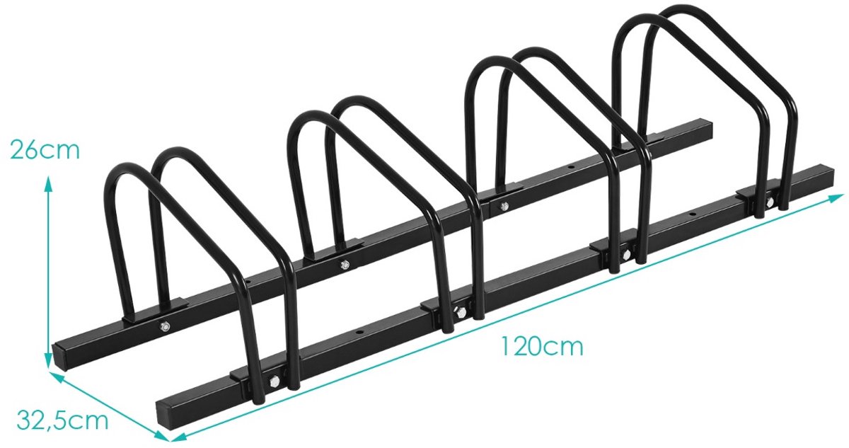 SureDeal® - Cardio fitne - Fietsenrek - Kinderen Fiets Bergfiets - Stuntfiets Fietsenstalling - Huis - Tuin - Gang - 120x32,5x26 cm - Zwart