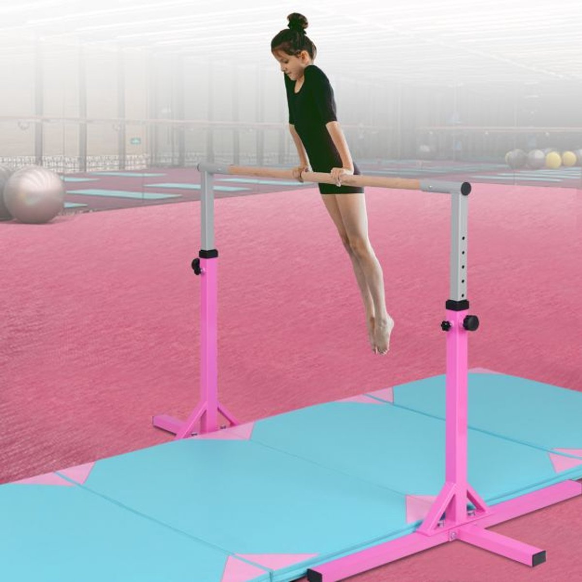 SureDeal® - Turnstang - Gymnastiektraining Turnrek Hoogte - 197x121x90 cm - Roze