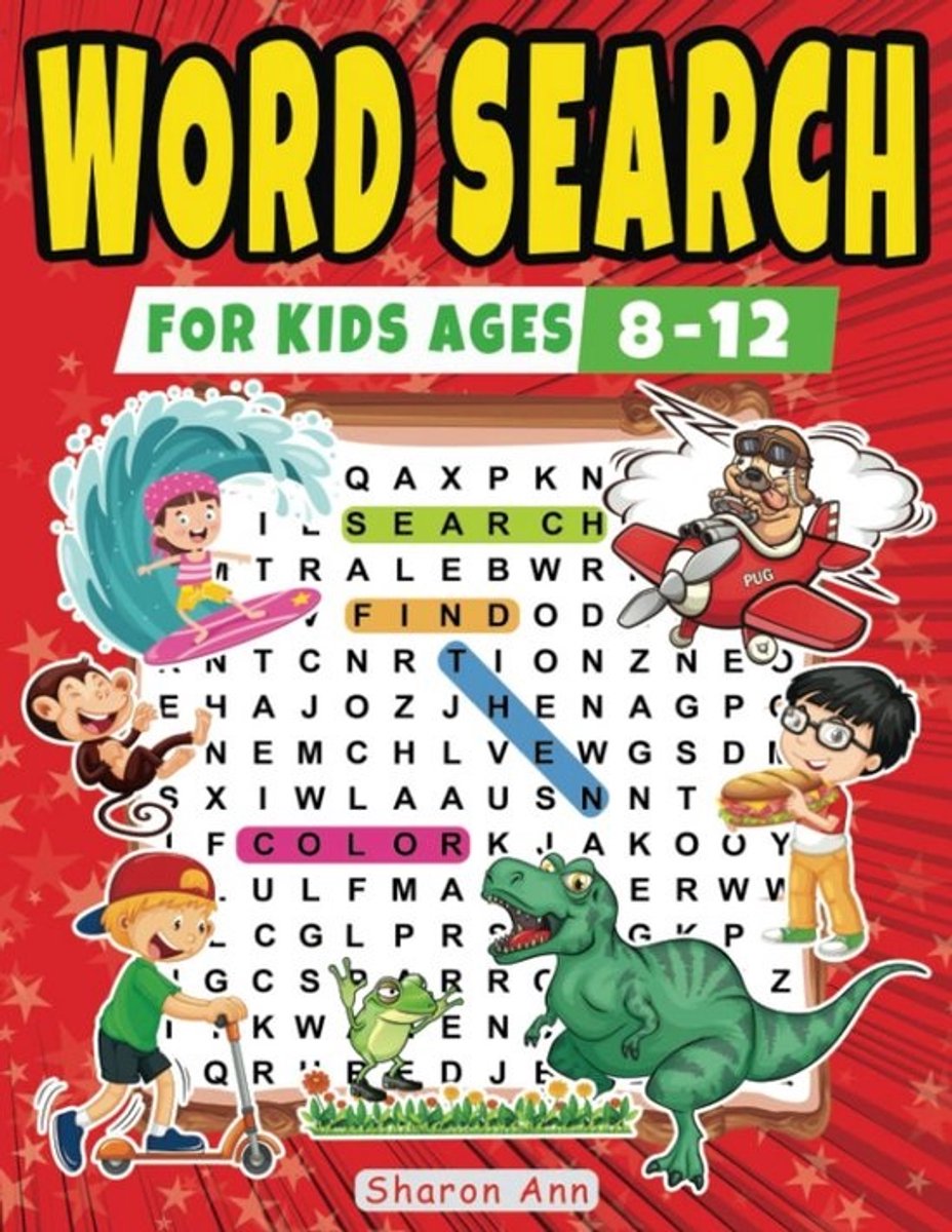 Woordzoekers voor Kinderen (8-12 jaar): 100 Puzzels en Kleurplaten in Groot Lettertype