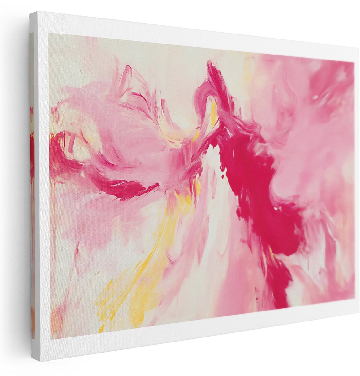Artaza Canvas Schilderij Abstract Roze - 160x120 cm - Groot - Wanddecoratie Modern - Muurdecoratie Kleurrijk Woonkamer - Kamer Accessoires