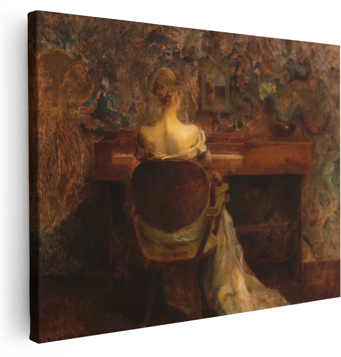 Artaza Canvas Schilderij Schilderij Vrouw - 160x120 cm - Groot - Wanddecoratie Vintage Portret - Muurdecoratie Klassiek - Decoratie Slaapkamer - Kamer Accessoires