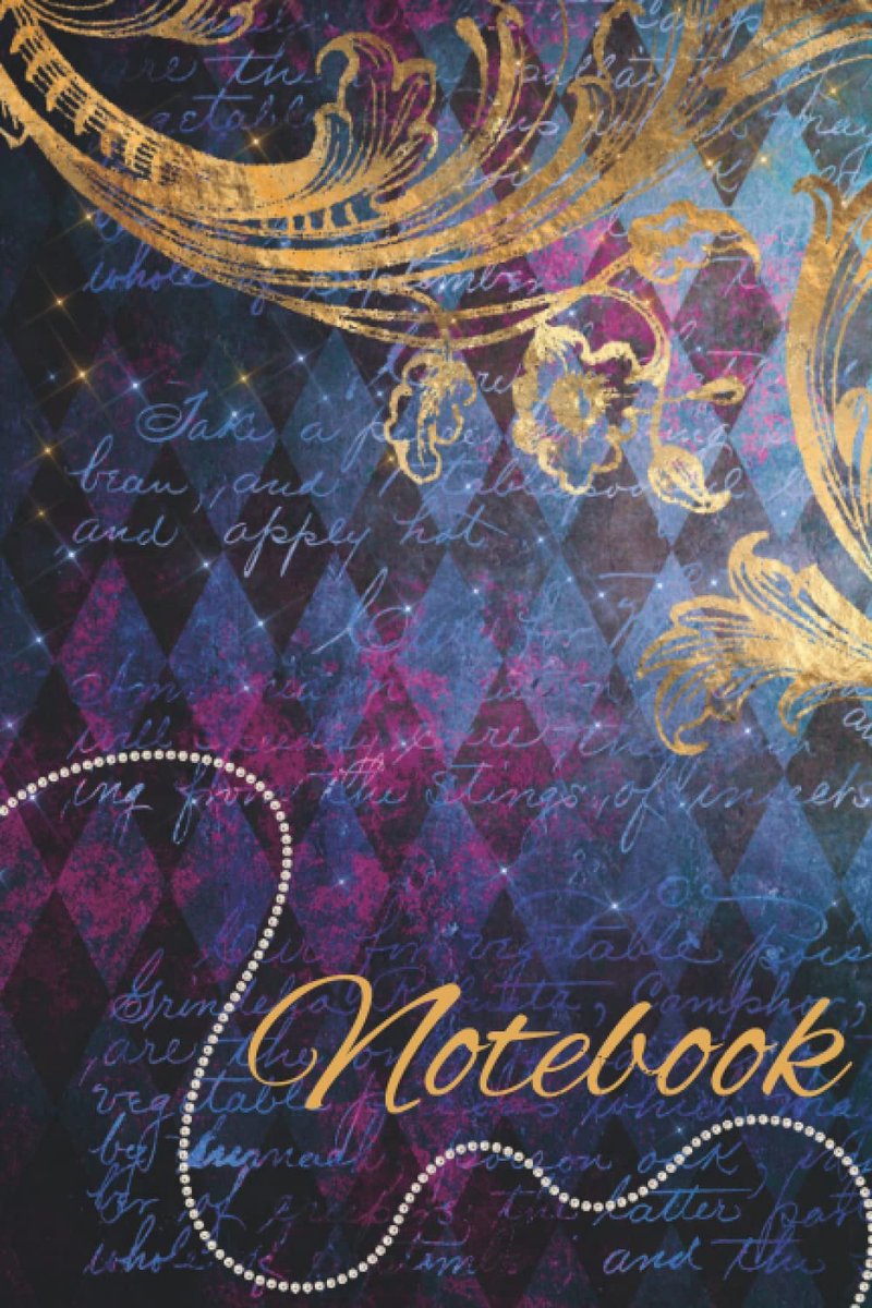 Ornate Purple and Blue Royal Notebook Lined Journal: A Beautiful Purple and Blue Notebook With An Intricate Gold Design - ShopVlot