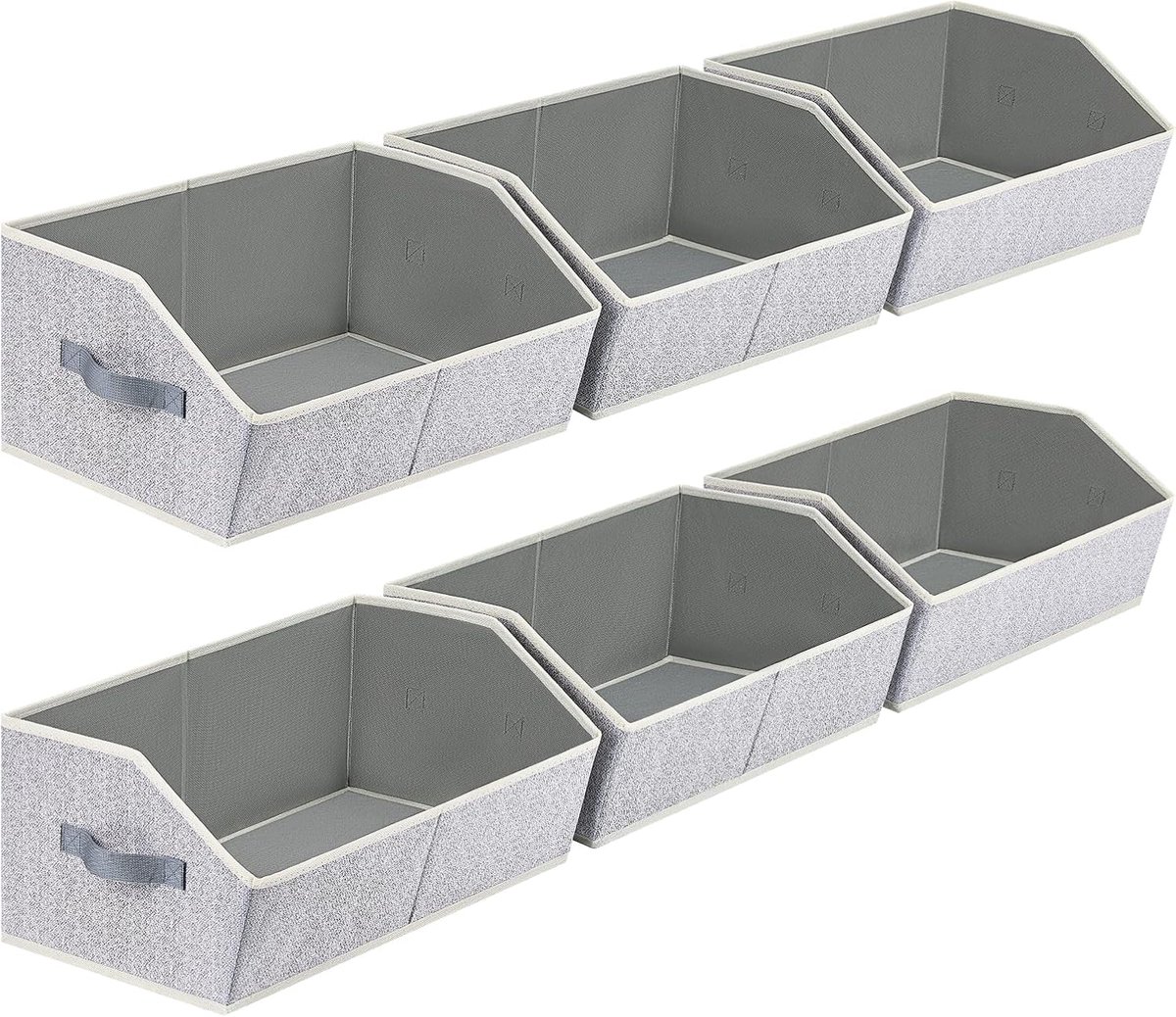 Tolvia Opbergmanden - 6 Stuks Opbergbox - Grote Stoffen Kastorganizers met Handgrepen - Opvouwbare Opbergboxen - Lichtgrijs