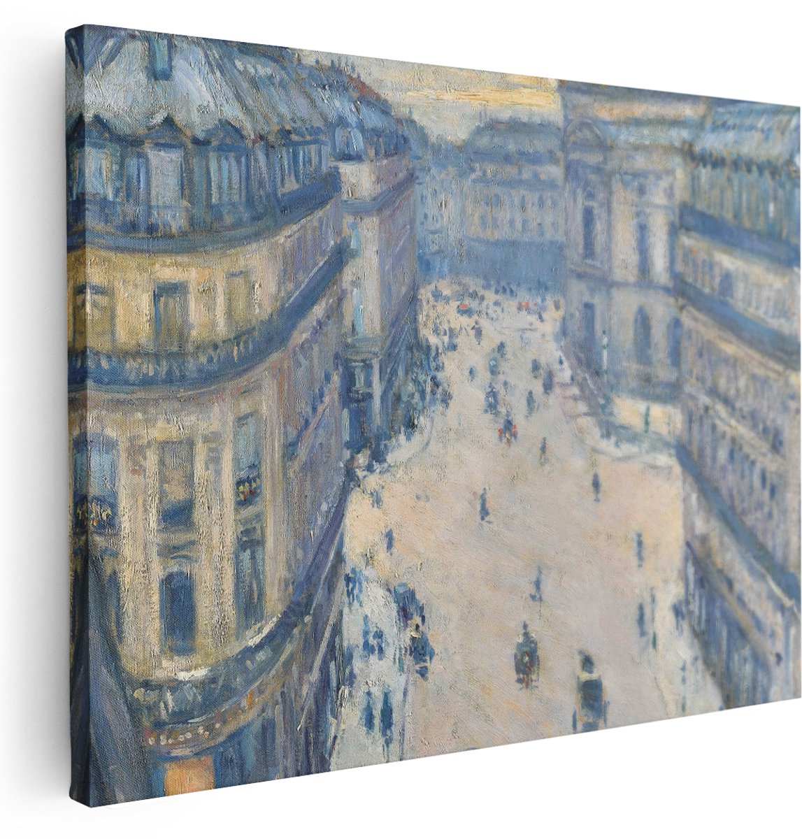 Artaza Canvas Schilderij Straatscène Parijs - 160x120 cm - Groot - Muurdecoratie Stad - Wanddecoratie Architectuur - Schilderijen Op Canvas