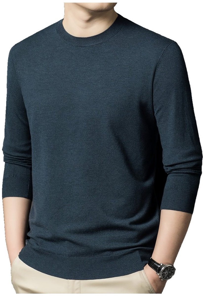 Currero Sweater Heren Sweaters Sweatshirt Hoodie Warme Trui Pullover Jumper Crewneck Vest Donker Leiblauw