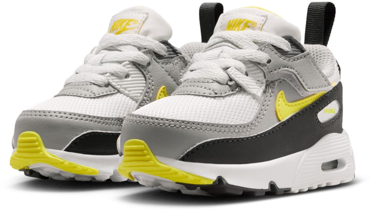 Nike Air Max 90 EasyOn - Maat 22 - Off White/Sonic Yellow/Dark Smoke Grey / Wit Geel Grijs - Air Max - Casual - Peuter Sneakers voor Jongens en Meisjes