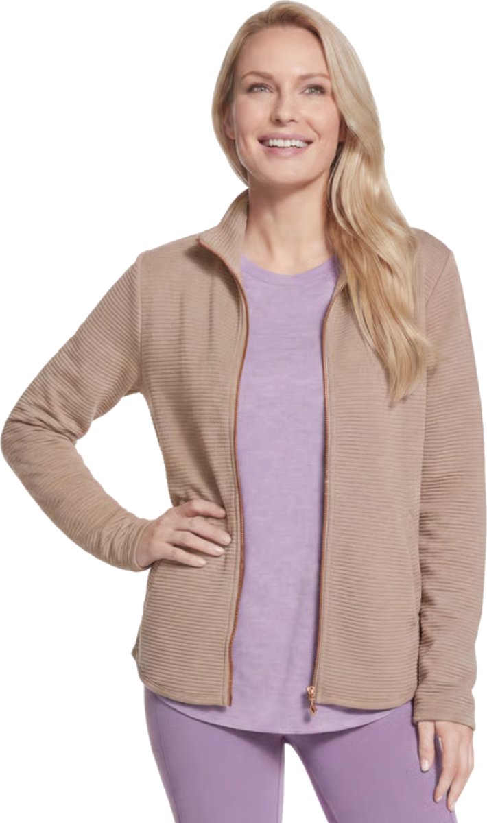 Skechers The Hoodless Hoodie GoWalk Shine Jacket, Vrouwen, Beige, Sweatshirt, maat: L