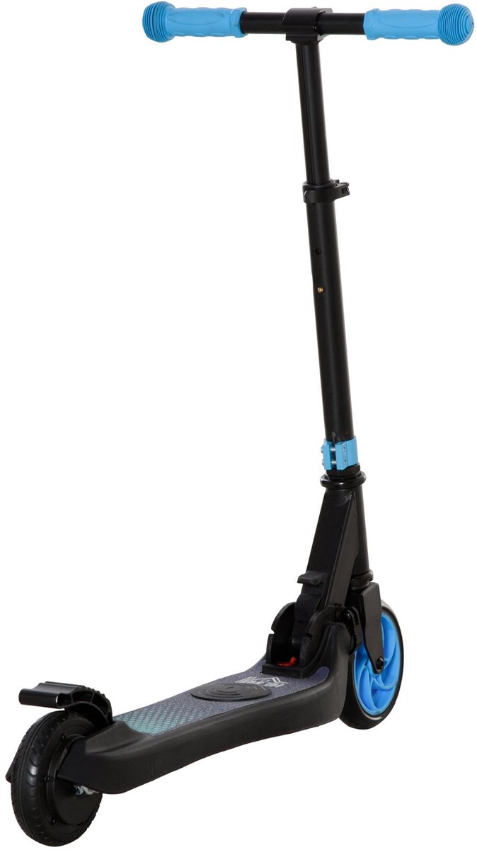 TEKROA® Opvouwbare elektrische step - voor kinderen vanaf 6 jaar - in hoogte verstelbaar - 71x36,5x75-80 cm - zwart en lichtblauw