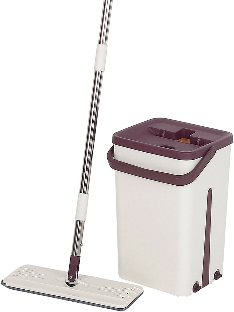 PIPIPOXER Dweilset met Emmer & Uitwringer - Dweilsysteem - Dweil - Vloerreiniger met Schoon Water Systeem - Wassen en centrifugeren - Dweilset met Emmer