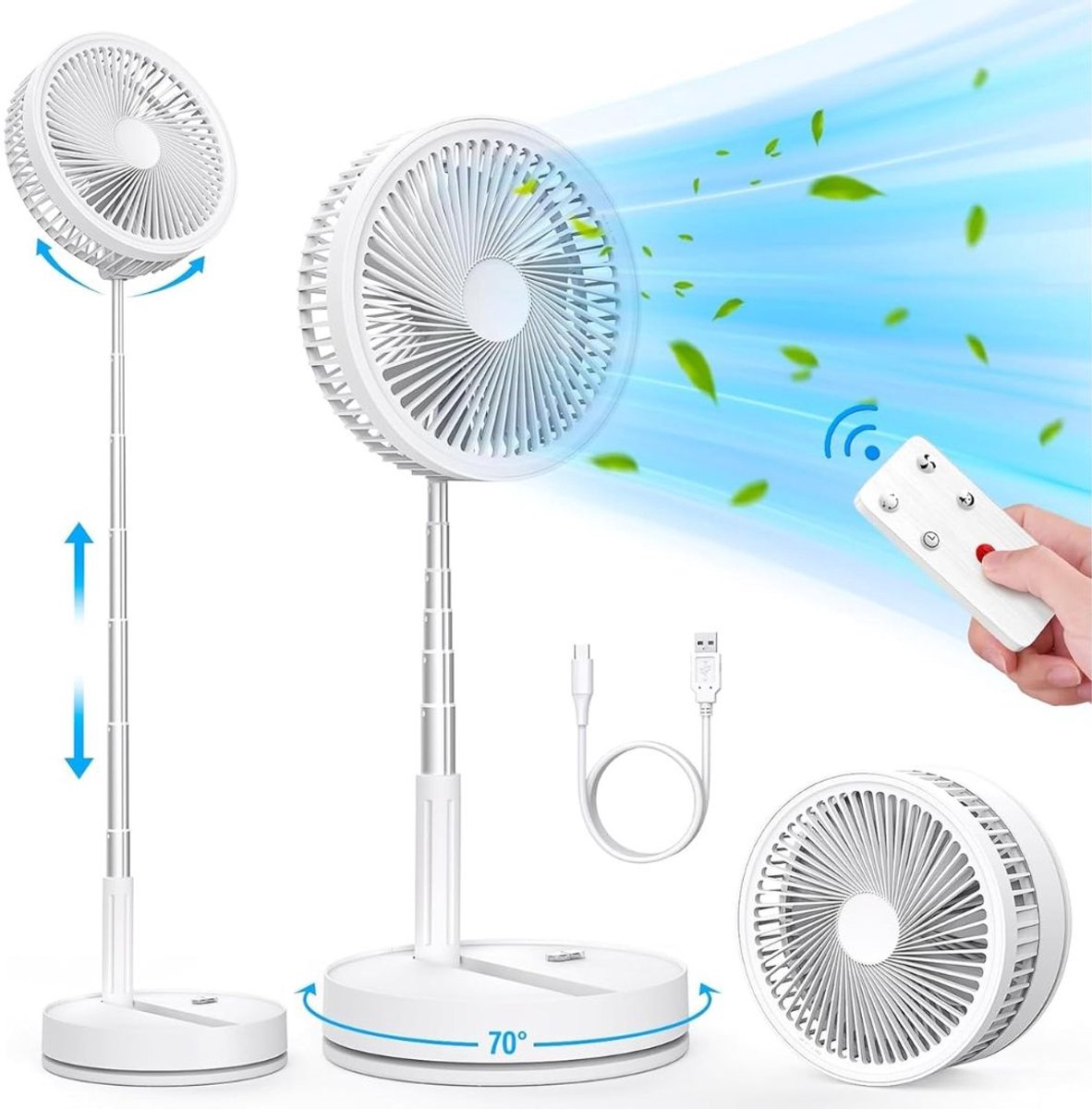 LNM® Ventilator Staand - Ventilator - Ventilator Staand Afstandsbediening - Wit - 22cm x 22cm x 11cm