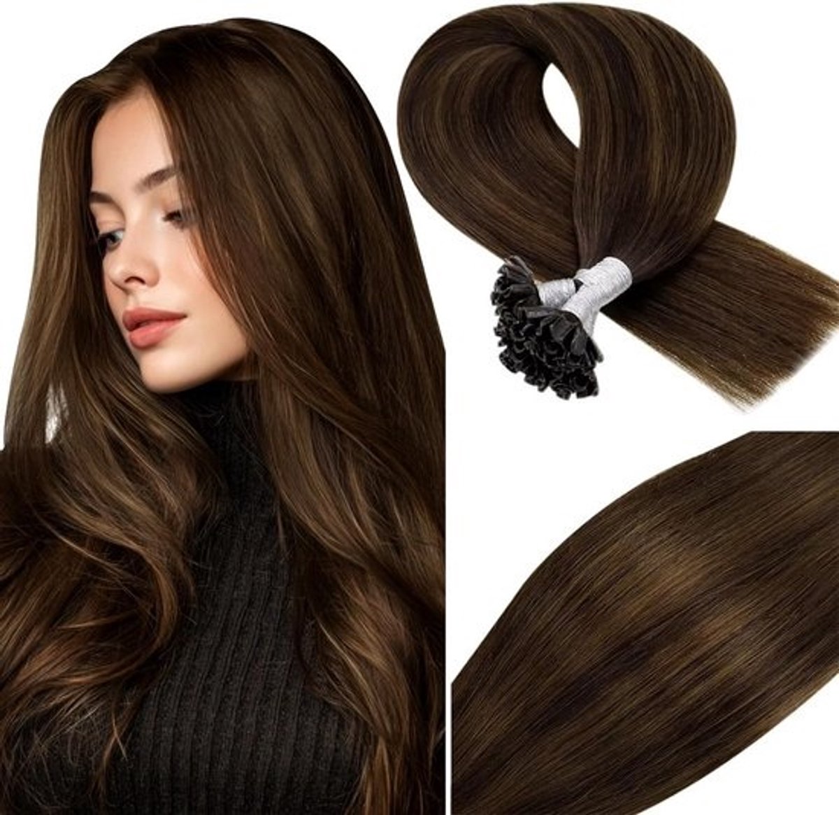 U Tip Haarverlenging Ech Haar Balayage Keratine Kerstvis
