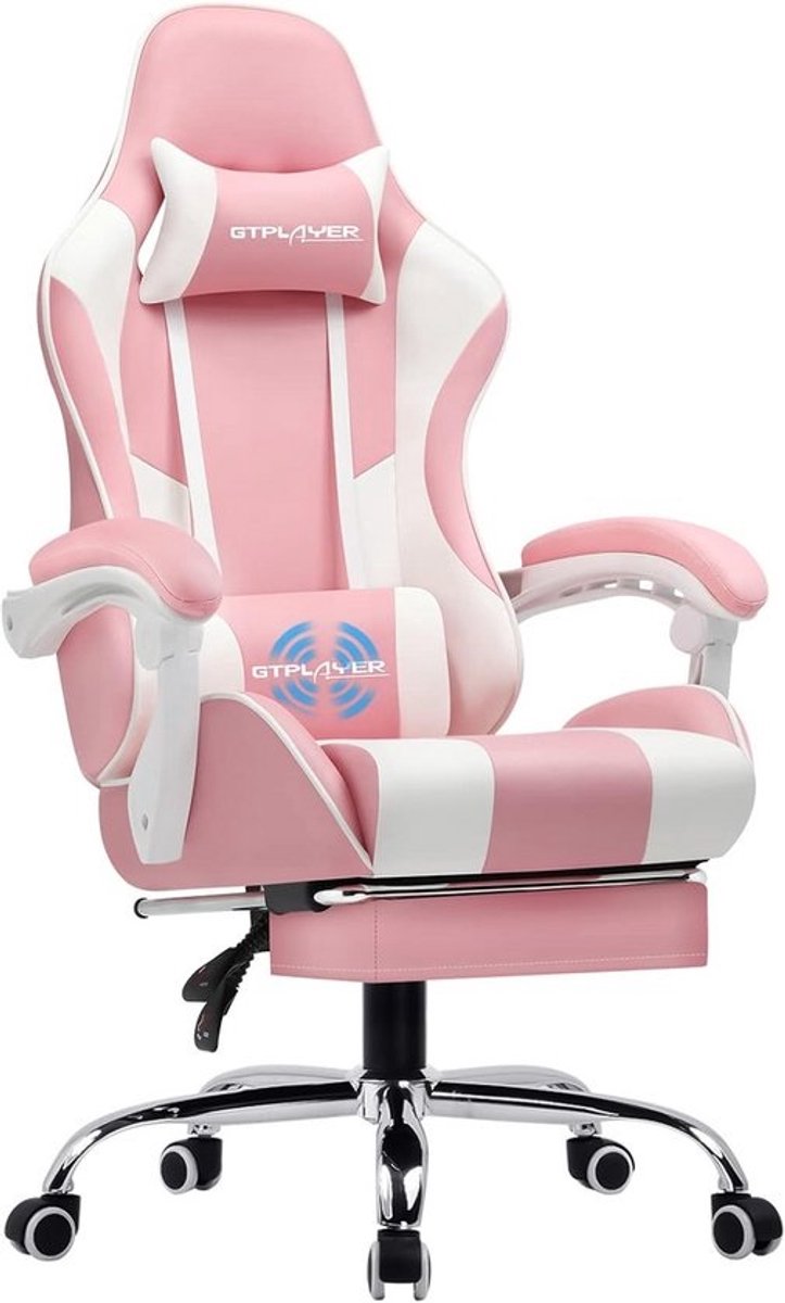 Ergonomische Gamingstoel met Verstelbare Rugleuning en In hoogte Verstelbare Poten - Roze