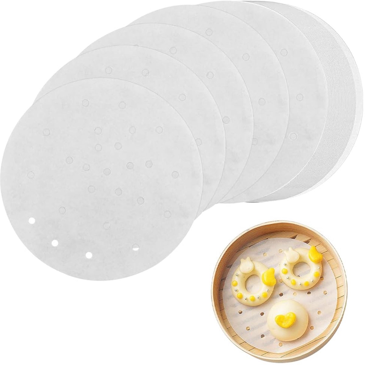 Dim Sum Stoompapier - Geperforeerd - Voor stoommandje - 200 stuks