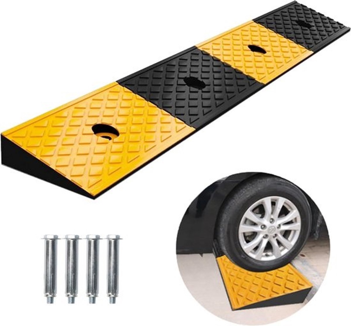 Stevige Rubberen Drempelhulp voor Auto en Rolstoel - 100x15x5 cm