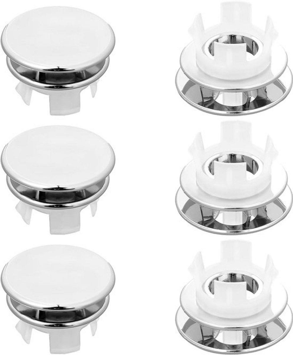 6 Stuks Universele Wastafel Overloopring Rvs en ABS