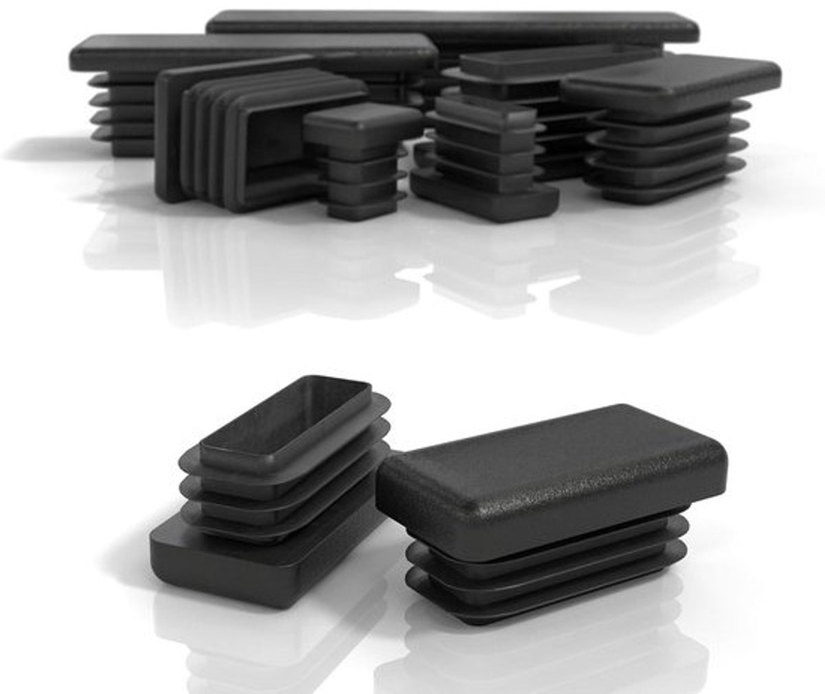 Lamellenpluggen voor vierkante buizen - Afdekpluggen van PE-kunststof - 20 stuks - 25x10 mm