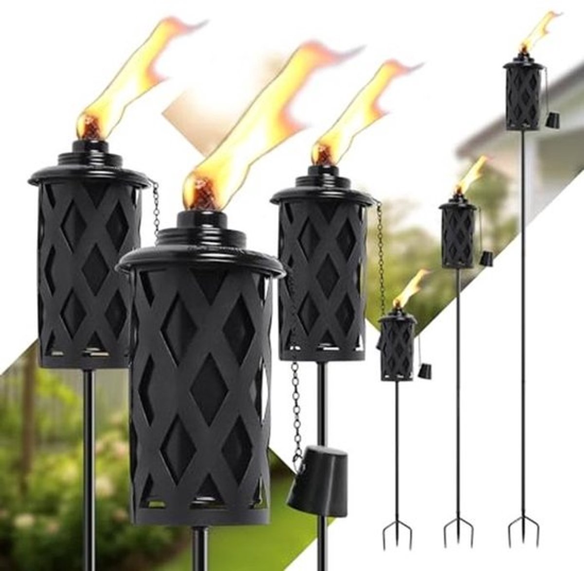 Set van 6 Buiten Zaklampen met Citronella - Tuinfakkels voor Decoratie en Verlichting