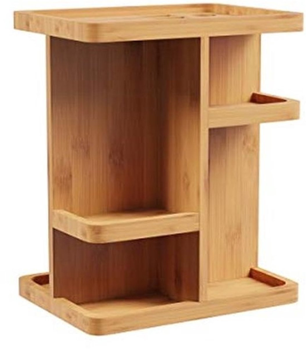 Moderne makeup organizer van bamboe - draaiende carrousel voor slaapkamer en badkamer