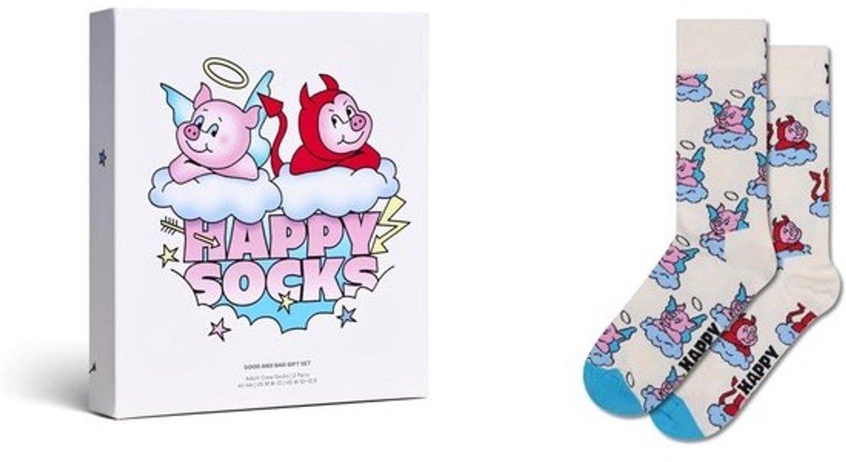Vrolijke Sokken Set Cadeaubox Mannen en Vrouwen Maat 36-40 Twee Paar