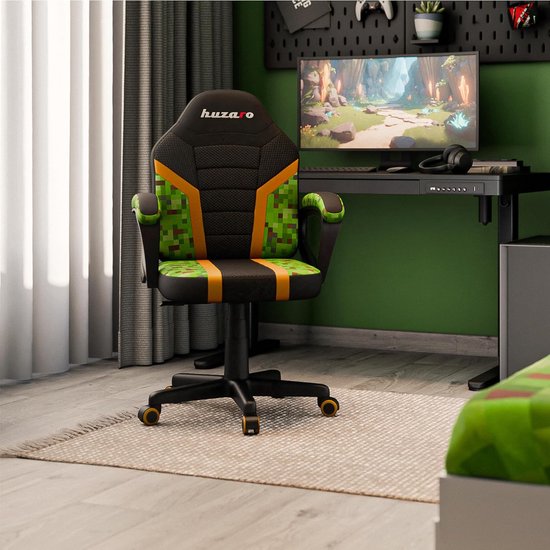 Kinder Gamingstoel - Comfortabele Stoel - Spelcomputer Gebruik - Ademend Mesh Materiaal - 94 cm Hoog - Pixel-mesh van kinder — afbeelding 2