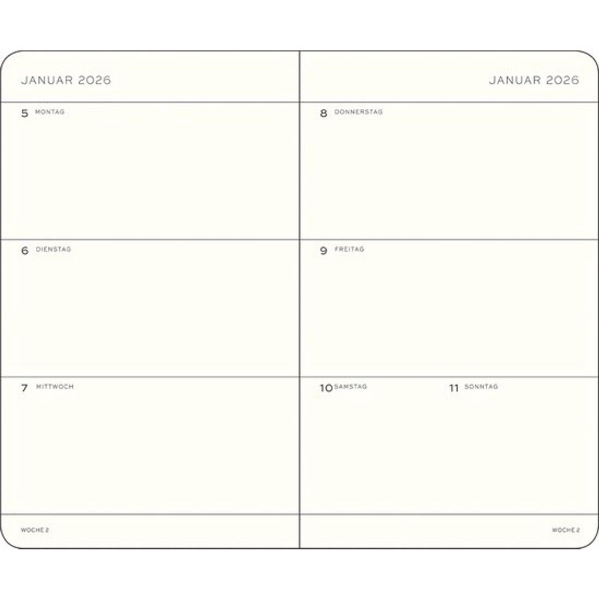Weekkalender Pocket (A6) 2026 - 12 Maanden - Duits