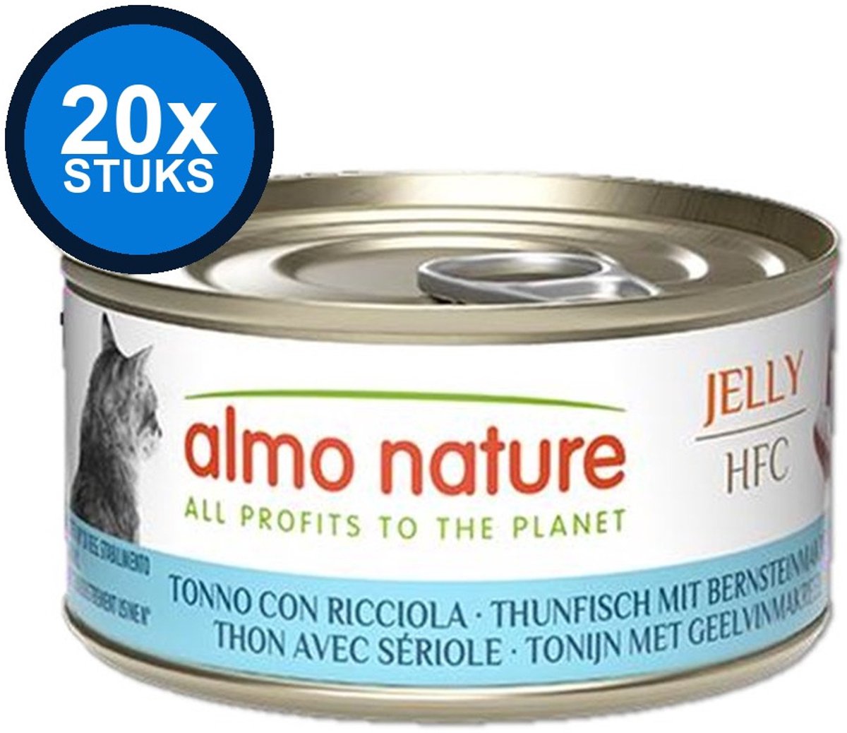 20x Almo Nature HFC cat blik jelly tonijn&geelvinmakreel 70gr