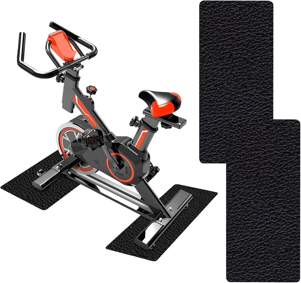 Vloerbeschermingsmatten voor Fitnessapparatuur en Fietsen, 2 Stuks 11 x 70 cm, Geluidsreducerende 6 mm Dikke Mat voor Sportuitrusting en Thuisgym