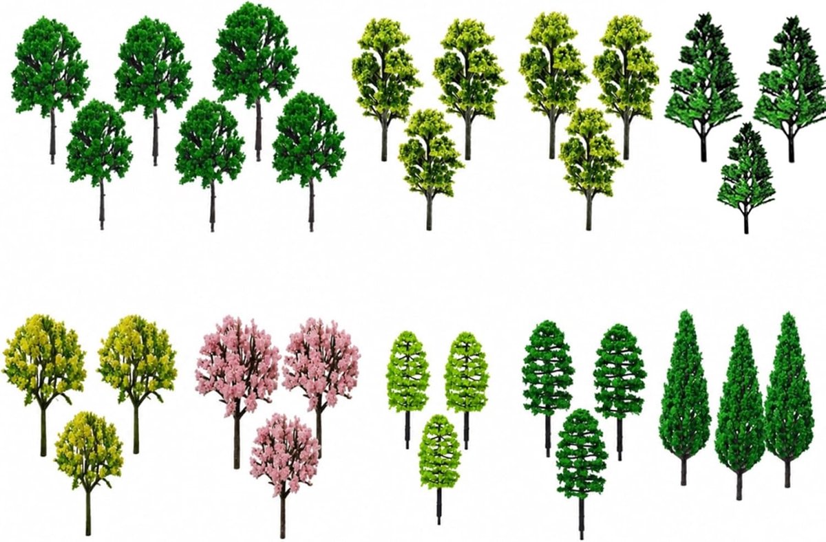 Gemengde modelbouw bomen en struiken voor microlandschap - 30 stuks 3-7 cm voor zandtafel en modelspoorweg DIY decoratie