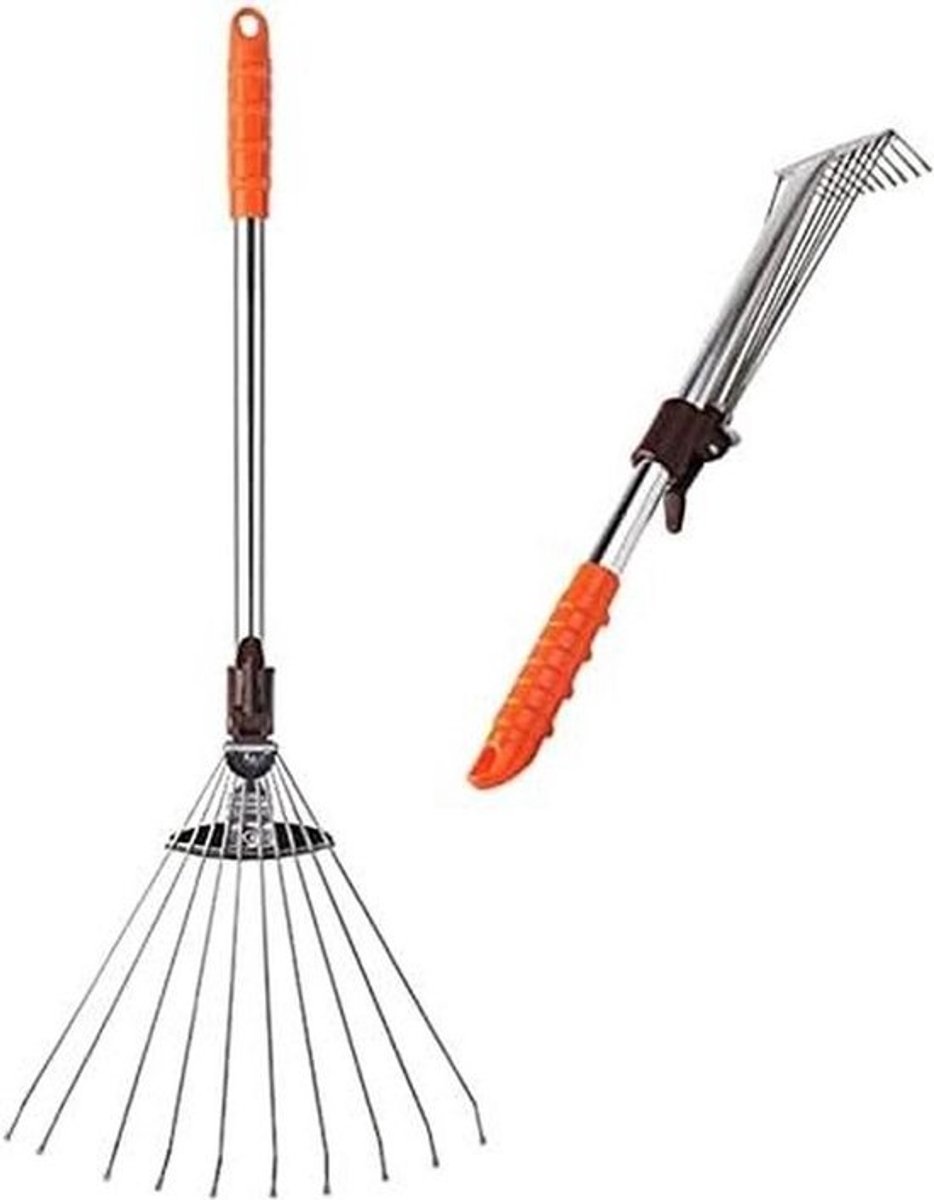 Metalen Bladhark - Tuingazonhark Opvouwbaar - Gazon Opruimen - Telescopisch Verstelbaar - 31 cm Breed - Metaal